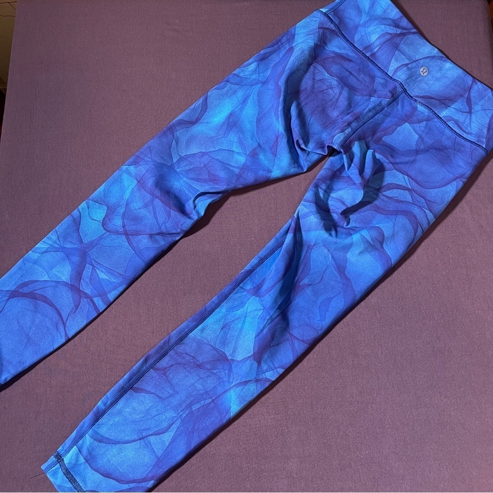 Lululemon Wunder Under Pant III Midnight Tulle Multi - Size 6 Blue Leggings - Picture 3 of 6